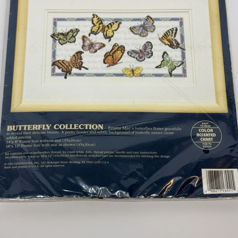 Dimensions Sunset Cross Stitch Kit  #13551 Butterfly Collection VTG 1992 Sealed